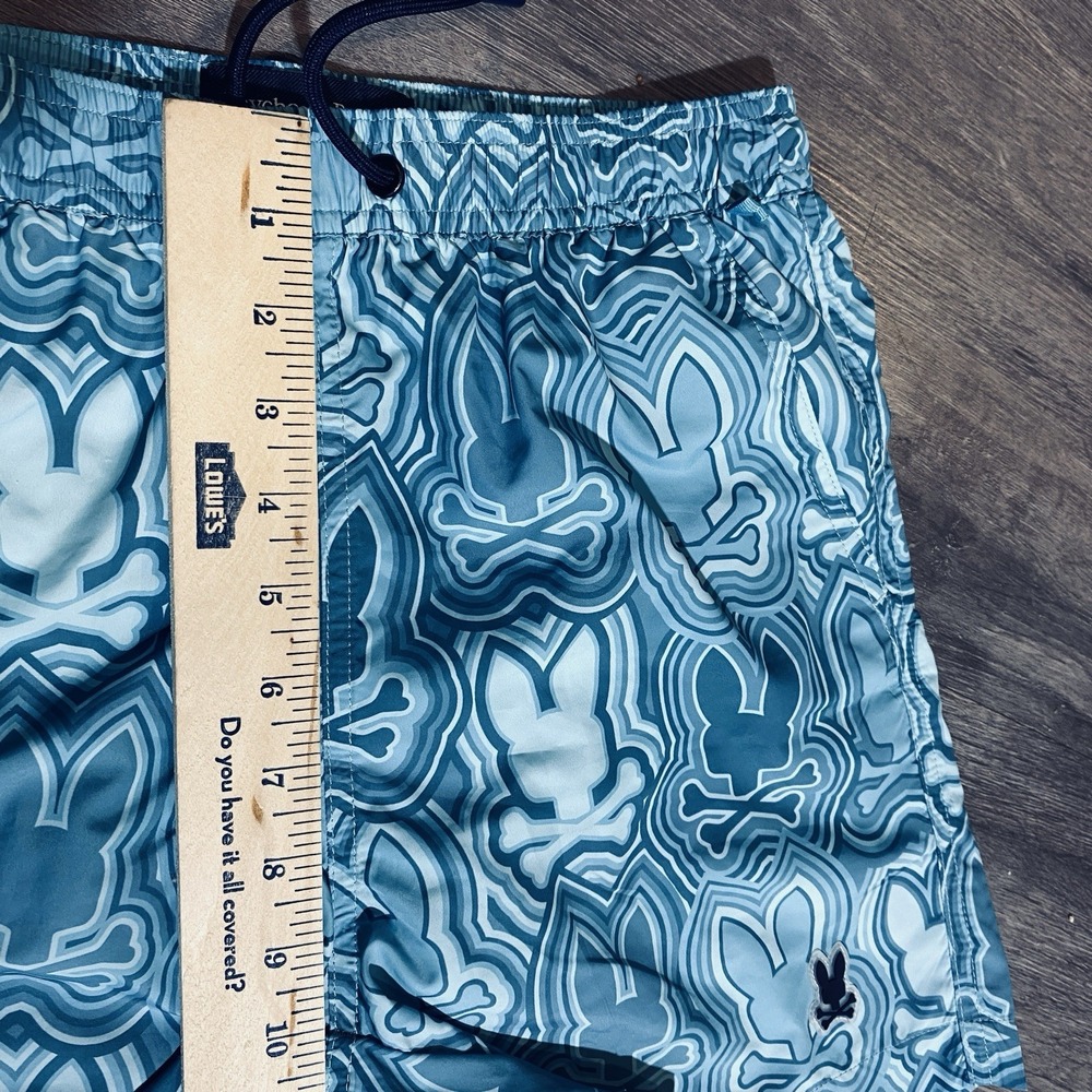 Psycho Bunny Swim Trunks Youth Large 14-16 Blue Bunny Skull Print Shorts - Picture 3 of 8